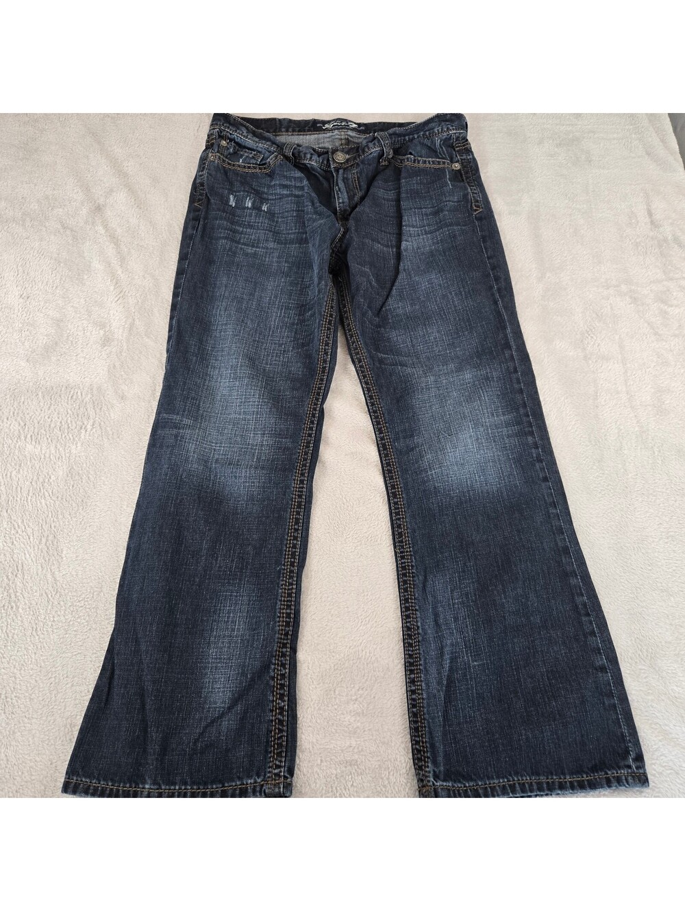 Seven7 Mens Jeans 36x32 Dark Wash Bootcut Distressed Denim Seven 7